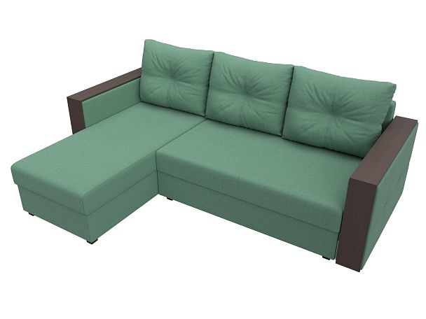 Диван угловой Валенсия Лайт левый угол Рогожка зеленый - Вид 5