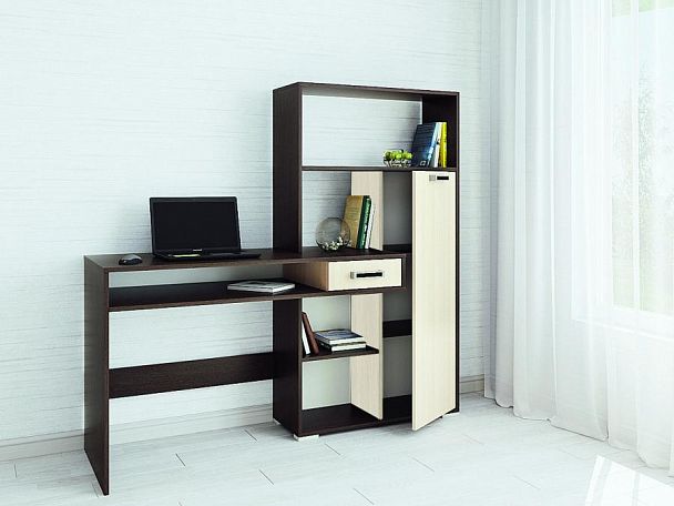 Стол компьютерный Квартет-8 (1490х1608х500) венге/дуб молочный - Вид 1