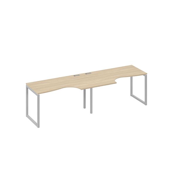 Рабочая станция столы Классика на каркасе QUATTRO (2х140) A4 А4 Б4 043-2 БП дуб скандинавский / металлокаркас серый - Вид 1