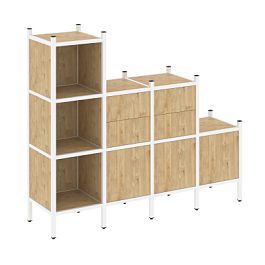 Loft Прямой стеллаж наборный VR.L-17 Тиквуд светлый/Белый металл 1278*446*1458 - Фото предпросмотра