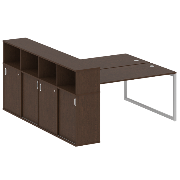 Metal System Quattro Р. ст. с шкафом-купе на О-образном м/к 40БО.РС-СШК-4.4 Т Венге/Серый металл 2010*2332*1098 - Вид 1