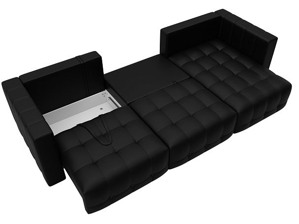 Диван угловой Лига-052 НПБ Лонг угол универсальный Экокожа черный - Вид 8