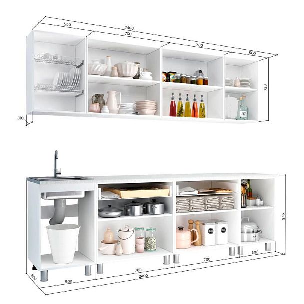 Кухня 2,4м "Айсбери" белый/сонома - Вид 2