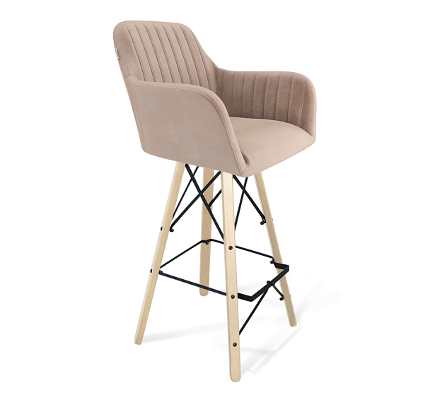 Стул барный Sheffilton SHT-ST38-1/S80 латте/прозрачный лак/черный муар - Вид 1