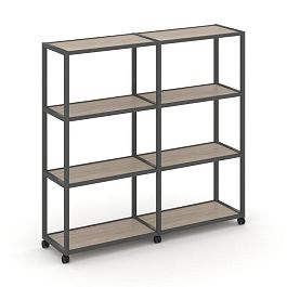 Shelf Mobile Стеллаж 4 уровня 2 секции VR.LT-STK-411.08 Дуб Аттик/Металл Антрацит 1570*400*1523 - Фото предпросмотра