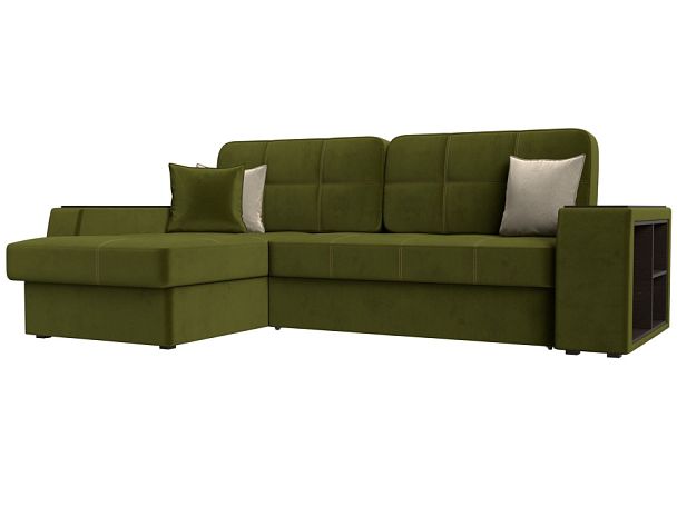 Угловой диван Брюссель левый (полностью микровельвет зеленый) - Вид 1