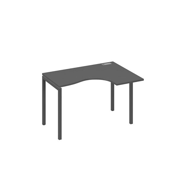 Стол эргономичный правый "Классика" на металлокаркасе DUE A4 А4 Б2 032 БП антрацит премиум / металлокаркас антрацит - Вид 1