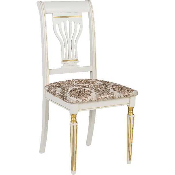 Комплект деревянных стульев с мягким сиденьем Мендельс Слоновая кость золотая патина/Бежевый жаккард, 3 шт. - Вид 3