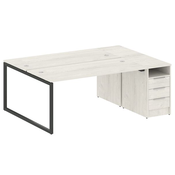 Metal System Quattro Р. ст. с тумбой на О-образном м/к 40БО.РС-СТП-2.4 Дуб наварра/Антрацит металл 2012*1475*750 - Вид 1