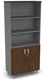 Шкаф широкий полузакрытый ДВП Берлин Орех Вармия/Серый ШК51-90 з/с ДВП - Фото предпросмотра