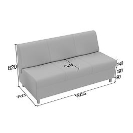 (kle9-d3bp) Диванная секция Клерк 9 тройная без подлокотников - Фото предпросмотра