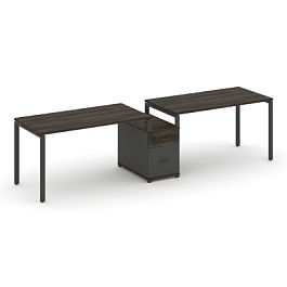 Concept Рабочая станция 2 места с 1 опорной тумбой CN.ORS-305 W Дуб Мали/Антрацит/Металл Антрацит 2272*720*750 - Фото предпросмотра