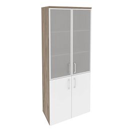 Onix Шкаф высокий широкий O.ST-1.2 R Тиквуд темный/Белый бриллиант 800*420*1977 - Фото предпросмотра