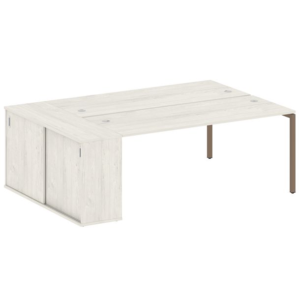 Metal System Quattro Р. ст. с шкафом-купе на П-образном м/к 40БП.РС-СШК-1.5 Т Дуб наварра/Мокко металл 2210*1475*750 - Вид 1