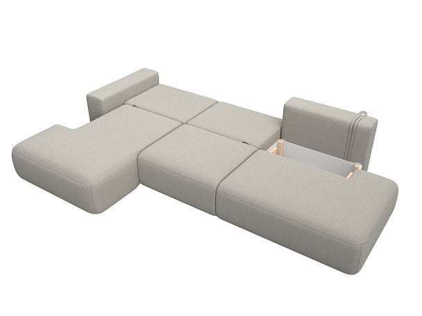 Диван угловой Лига-036 НПБ Модерн Лонг левый угол Рогожка бежевый - Вид 9