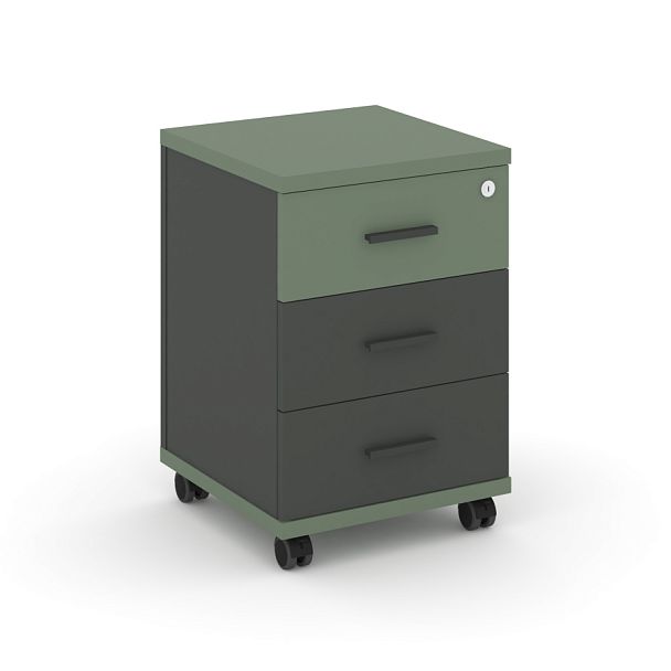 Concept Тумба мобильная 3 ящ. CN.TUM-003 A Кобо/Антрацит/Металл Антрацит 420*420*615 - Вид 1