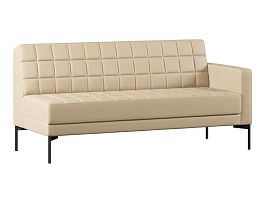 Модуль Everprof Delta с подлокотником трехместный левый Металл Черный Экокожа Бежевый - Фото предпросмотра