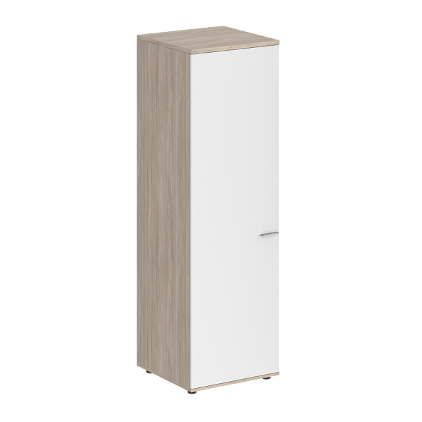 Гардероб Sigma 600х600х1955, з.ст ЛДСП 16 мм, левый / корпус: дуб светлый; фасад: белый - Вид 1