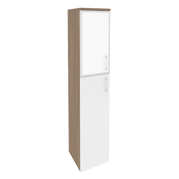Onix Шкаф высокий узкий левый O.SU-1.7 R (L) white Дуб аризона/Белый бриллиант/Стекло white 400*420*1977 - Вид 1