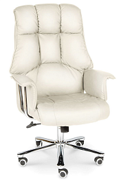 Кресло Президент / сталь + хром / слоновая кость экокожа - Фото предпросмотра