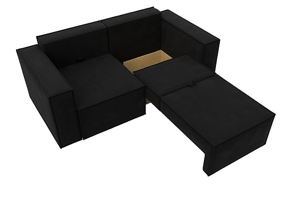 Диван прямой Куба мини Микровельвет черный - Вид 7