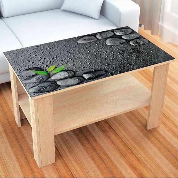 Стол Журнальный Консул-6 (520х900х520) дуб сонома, фотопечать Стоун - Вид 1