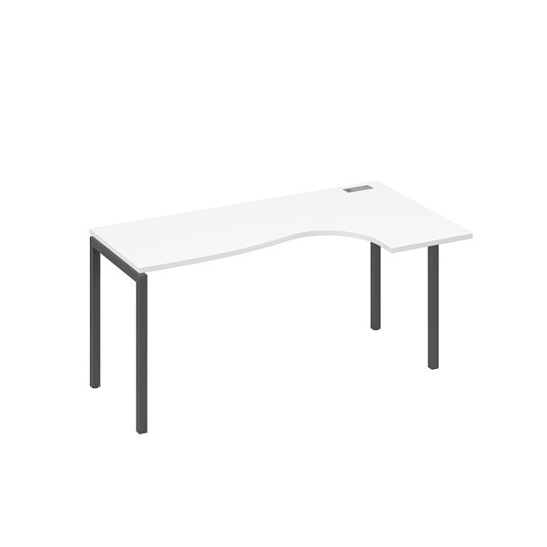 Стол эргономичный правый "Классика" на металлокаркасе DUE A4 А4 Б2 036 БП белый премиум / металлокаркас антрацит - Вид 1