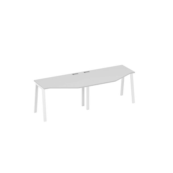 Рабочая станция столы (2х120) Техно каркас TRE A4 А4 Б3 051-2 БП серый / металлокаркас белый - Вид 1