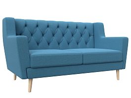 Диван кухонный прямой Брайтон 2 Люкс Рогожка голубой - Фото предпросмотра