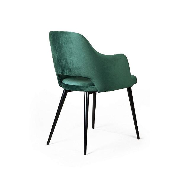 Стул William с подлокотниками, бархат зелёный 19/ черный конус - Вид 4