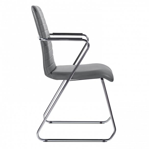 Кресло для приемных и переговорных BRABIX "Visit CF-101", хром, экокожа, темно-серое, 532561 - Вид 6