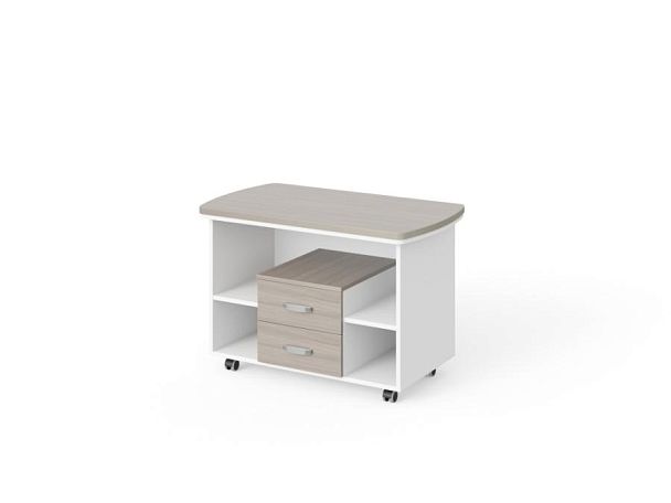 БЕРЛИН / BERLIN Мобильная тумба на роликовых опорах 1000х600х700 Дрифтвуд/Белый - Вид 1