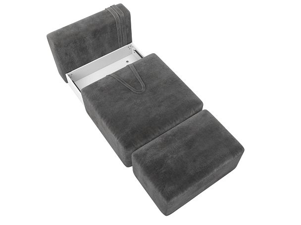 Модули диван и пуф Лига-060 НПБ Велюр серый - Вид 7