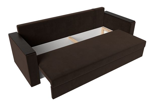 Диван прямой Атланта Лайт без стола (полностью микровельвет коричневый) - Вид 7