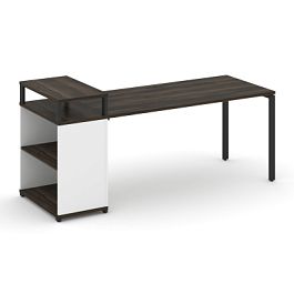 Concept Стол рабочий с опорным стеллажом с верх. горизонтом  CN.SP-208 Дуб Мали/Белый Бриллиант/Металл Черный 2000*720*917 - Фото предпросмотра