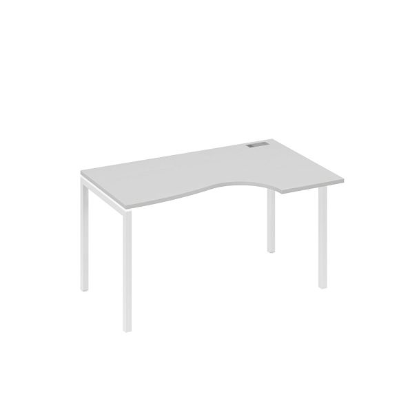 Стол эргономичный правый "Классика" на металлокаркасе DUE A4 А4 Б2 044 БП серый / металлокаркас белый - Вид 1