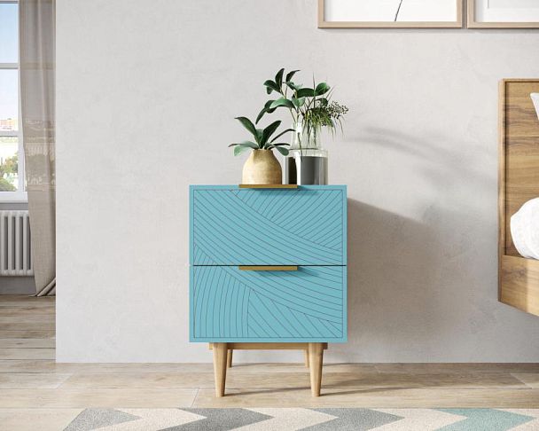 Тумбочка с двумя ящиками Line LN07/GR1/blue - Вид 5