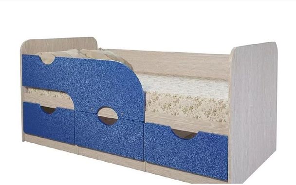Кровать детская Минима "Лего 1860" (1892х770х850) дуб атланта/ультрамарин - Вид 1