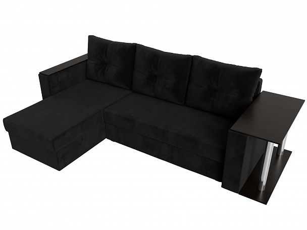 Угловой диван Атланта Лайт левый (полностью велюр черный) - Вид 5