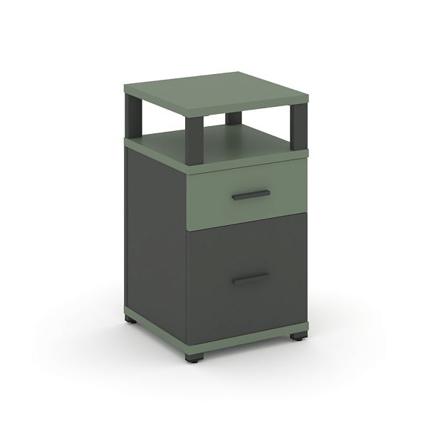 Concept Тумба приставная 1 ящ.+1 распаш. фасад с надставкой CN.TUP-006 W Кобо/Антрацит/Металл Антрацит 420*420*750 - Вид 1