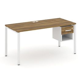 Concept Стол рабочий с подвесной тумбой 1 открытой нишей и одним ящ. CN.SP-120 W Сандал Янтарный/Белый Бриллиант/Металл Белый 1580*720*750 - Фото предпросмотра