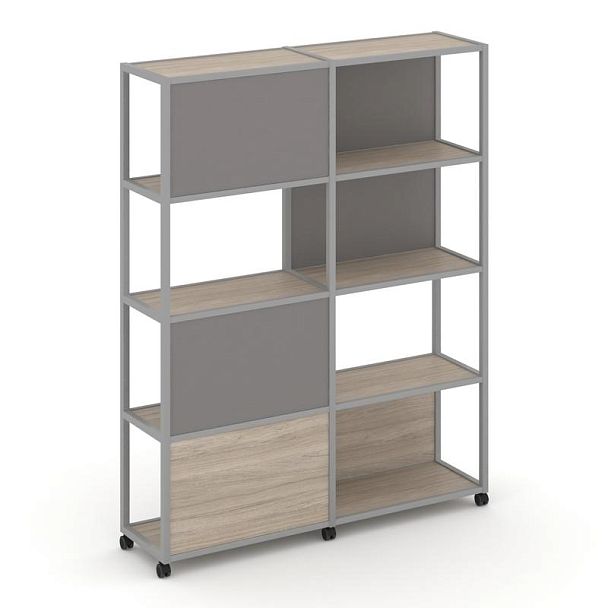 Shelf Mobile Стеллаж 5 уровней 2 секции VR.LT-STK-515.06 Дуб Аттик/Металл Серый/W-11 1170*400*2000 - Вид 1