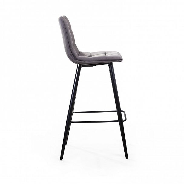 Стул барный UNO, бархат серый 27 / чёрный конус - Вид 4