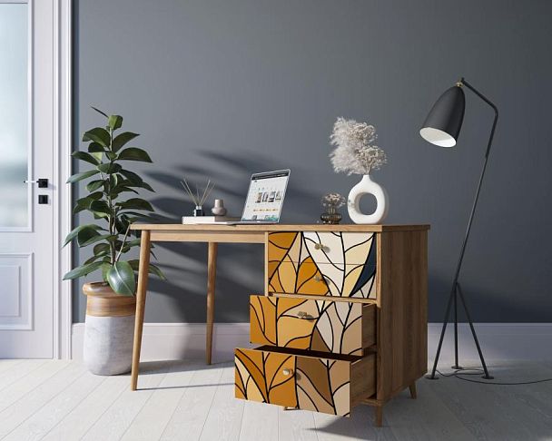 Стол рабочий Berber принт 08 с одной тумбой арт BB31/Print_08 - Вид 2