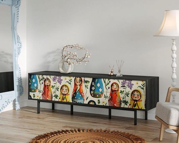 Комод с четырьмя дверками и двумя ящиками Emerson Матрешки арт EM04/Art04 - Вид 3