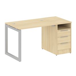 Metal System Quattro Р. ст. с тумбой на О-образном м/к 50БО.РС-СТП-1.1 Акация/Серый металл 1412*720*750 - Фото предпросмотра