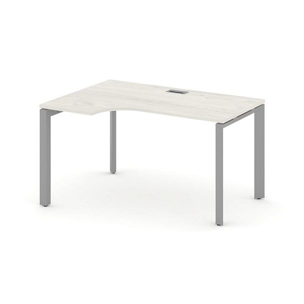Style Project Next Стол рабочий эргономичный SN-59P.SPA-001(L) Дуб Наварра/Металл Серый/Серебро Заглушка 1380*600/980*750 - Вид 1