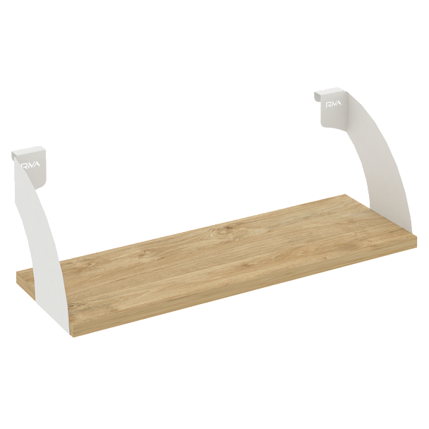 Навесные полки. Кронштейны+ЛДСП полка 600мм MAN-41-6 Тиквуд светлый/Белый металл 600*220*200 - Вид 1