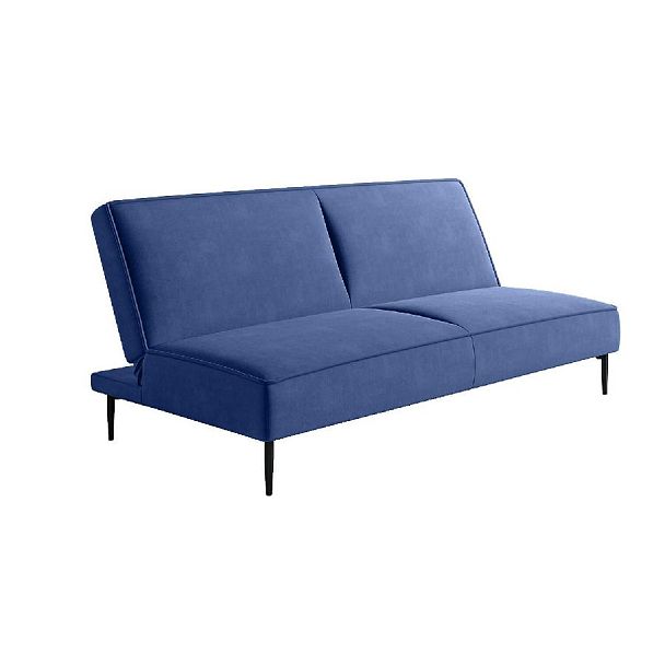 Este диван-кровать трехместный, прямой, без подлокотников, велюр синий Velutto 26 - Вид 1