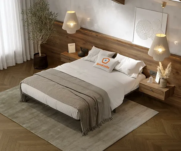 Кровать - подиум металлическая София 1400*2000, цвет черный - Вид 6